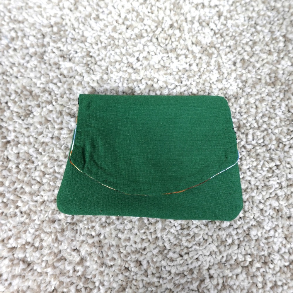 Handmade Green Fabric Pocket Wallet Puppy Dog Print Card Holder Snap Closure